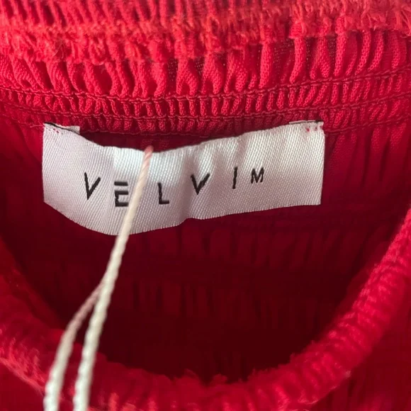 Velvi Women’s Skyla Shirred Midi Dress RED - Picture 7 of 8